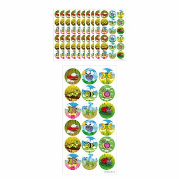FUN STICKERS - INSECTS - 18 STICKERS PER SHEET (10 pcs)