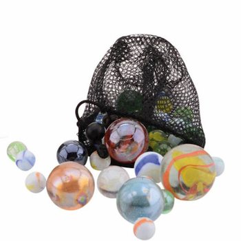 OUTDOOR FUN - MARBLES IN MARBLE BAG, 500 GRAMS (6 pcs)