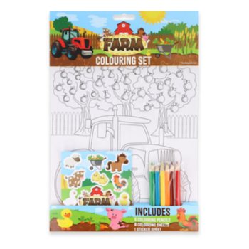 Large Farm Coloring Set - Includes Pencils and Stickers (12 pcs.)