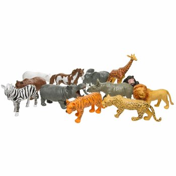 LARGE WILD ANIMALS - TOY FIGURES IN DISPLAY (12 pcs)