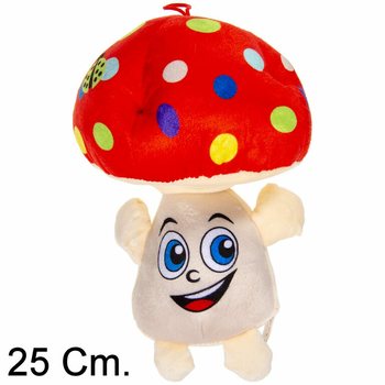 Large Plush Mushroom with Face - 25 cm - Mixed Colors (6 pcs)