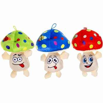 Large Plush Mushroom with Face - 25 cm - Mixed Colors (6 pcs)