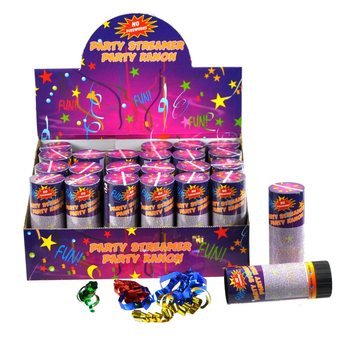 Streamer Party Poppers in Display (24 pcs)
