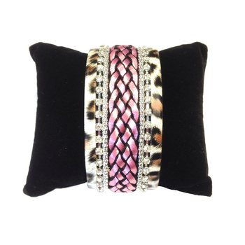 Wide Ibiza-Style Tiger Print Bracelet Pink (1 pc)