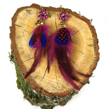 Feather Earring with Rhinestone (1 pc)