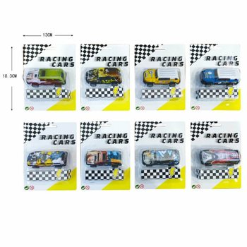 Pull Back Metal Cars on Card (12 Pcs)