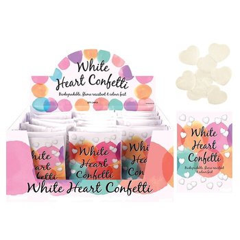 WHITE HEARTS WEDDING CONFETTI IN DISPLAY (24 pcs.)