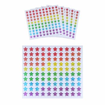 FUN STICKERS - COLORFUL STARS - 100 STICKERS PER SHEET (5 pcs)