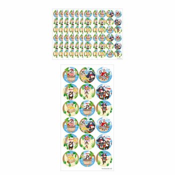 FUN STICKERS - PIRATE STICKERS - 18 STICKERS PER SHEET (10 pcs.)