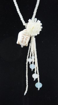 Cream Buddha Necklace (1 pc) | Ibiza-Style Long Necklace