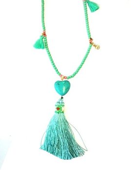 Turquoise Ibiza Style Heart Necklace (1 pc)