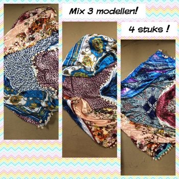 Luxury Silk Triangle Scarf Double-Sided Mixed Models (4 pcs)