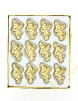 12 Golden Christmas Angels in Box
