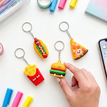 FAST FOOD 3D KEYRINGS - MIXED DESIGNS (12 pcs)