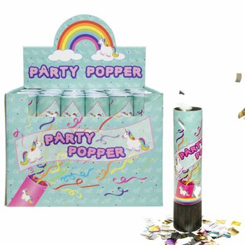 PARTY CONFETTI SHOOTER - UNICORN - IN DISPLAY (48 pcs)