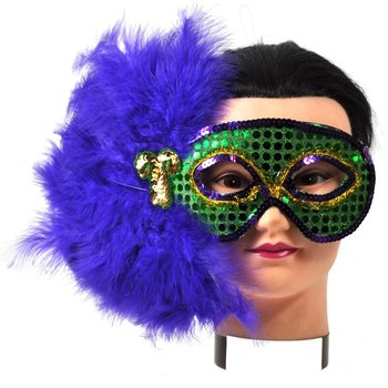 Venetian Eye Mask with Feathers - Model 1 (10 pcs.)