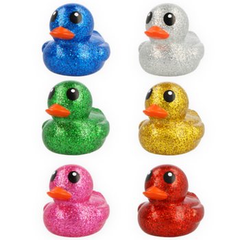 Large Mixed Coloured Glitter Bath Ducks - 10x8x8 cm - Glitter Ducks (6 pcs)