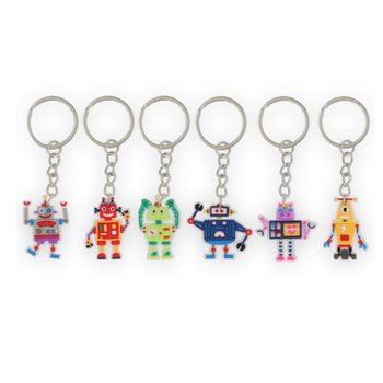 Robot Keychains on Card (12 pcs)