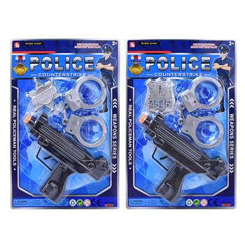 Police Toy Playset with Machine Gun, Handcuffs & Badge (6 pcs)