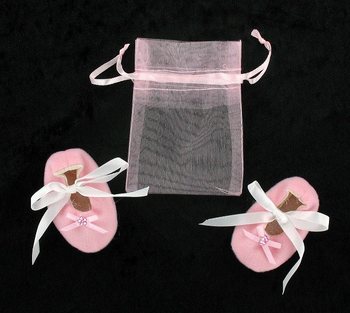 Decorative Mini Baby Shoes with Gift Bag - Pink (Pack of 12 Pairs)