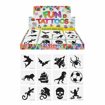 FUN TATTOOS - MODEL: BOYS, Packs of 12x Tattoos IN DISPLAY (48 pcs.)