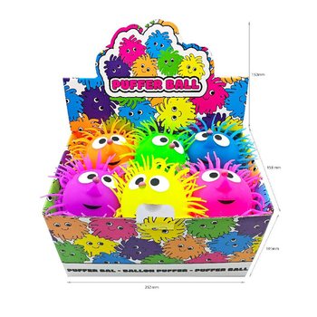 PUFFER BALL WITH EYES - 13CM - IN DISPLAY (12 pcs)