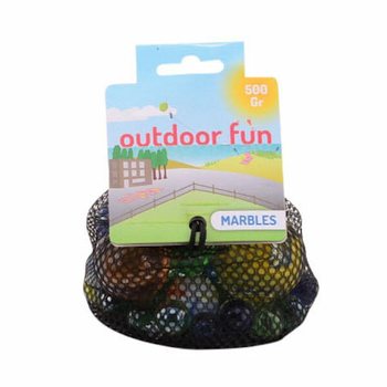OUTDOOR FUN - MARBLES IN MARBLE BAG, 500 GRAMS (6 pcs)