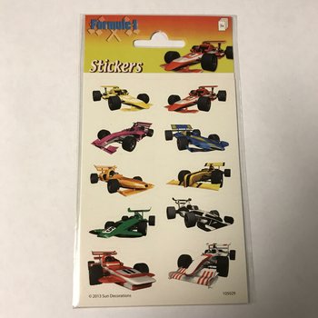 STICKERVEL: FORMULA 1 RACE CARS, Dim. 16 x 9 cm. (10pcs)