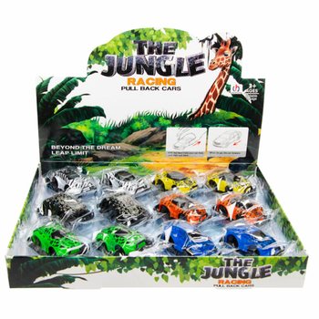 PULL BACK JUNGLE CARS IN DISPLAY (12 pcs)