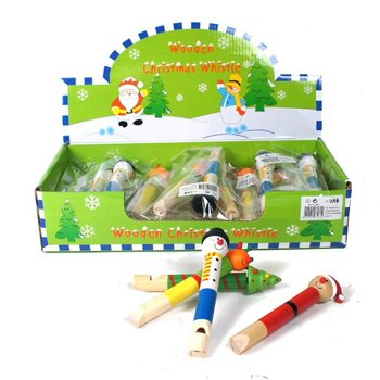 Cheerful Wooden Christmas Whistles (24 pcs)