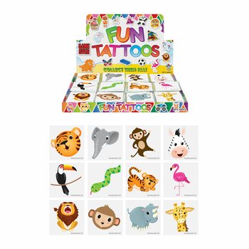 FUN TATTOOS - JUNGLE ANIMALS - DISPLAY (48x12 pcs)