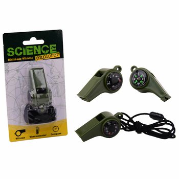 SCIENCE EXPLORER SURVIVAL WHISTLE WITH COMPASS AND THERMOMETER (24 pcs)