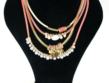 Elegant 4-Layer Necklace Pink (1 pc)