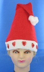 Santa Hat with Light-Up Hearts (Pack of 12)