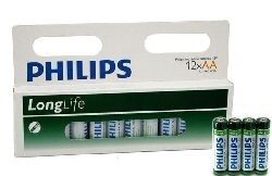 12x BATTERY "PHILIPS - SUPER HEAVY DUTY" AA - LONG LIFE (12st on Blister.)