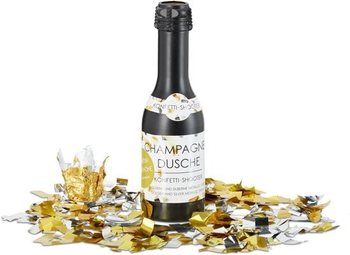 Champagne bottle Confetti cannon 31 cm - Color: silver gold (4 pcs.)