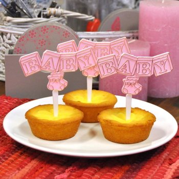 Birth Cupcake Pick - Baby Pink (12 pcs)