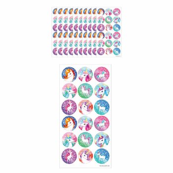 FUN STICKERS - UNICORN - 18 STICKERS PER SHEET (10 pcs.)