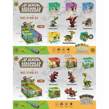 Build Your Own 3D Dinosaur Kit - Gift Box Display (8 pcs)