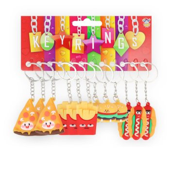 FAST FOOD 3D KEYRINGS - MIXED DESIGNS (12 pcs)