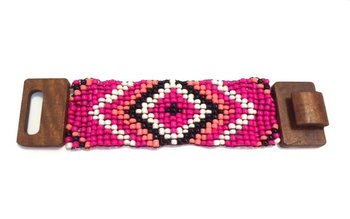 Aztec Wooden Clasp Bracelet Fuchsia (1 pc)