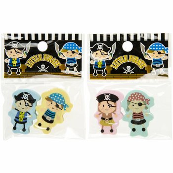 Pirate Figure Eraser Set - 2 Pieces in Display