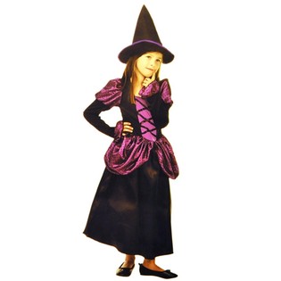 WITCHES COSTUME BLACK / PURPLE FOR CHILDREN - SIZE M