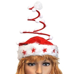 BULK DEAL - LUXURY SPIRAL SANTA HAT LIGHT-UP STAR (120 pcs)