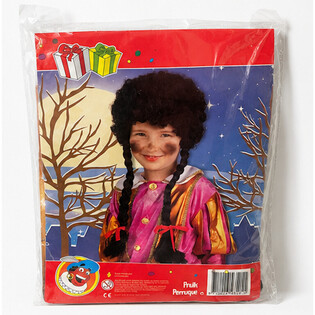 KIDS PETE WIG WITH BLACK CURLS AND 2 BRAIDS (1 pc)