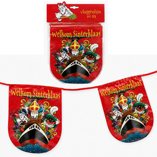 SINTERKLAAS - WELKOM SINTERKLAAS BUNTING BANNER - LENGTH: 10 Metres (6 pcs)