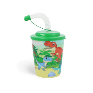 Drinking Cup / Ice Cream Cup with Straw - Dinosaur (12 pcs)