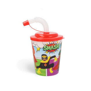 Drink Cup / Slush Cup with Straw - Superhero (12 pcs)