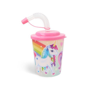 DRINKING CUP / ICE CREAM CUP WITH STRAW – UNICORN (12 pcs)