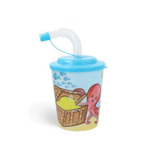 DRINKING CUP / ICE CREAM CUP WITH STRAW – SEALIFE (12 pcs)